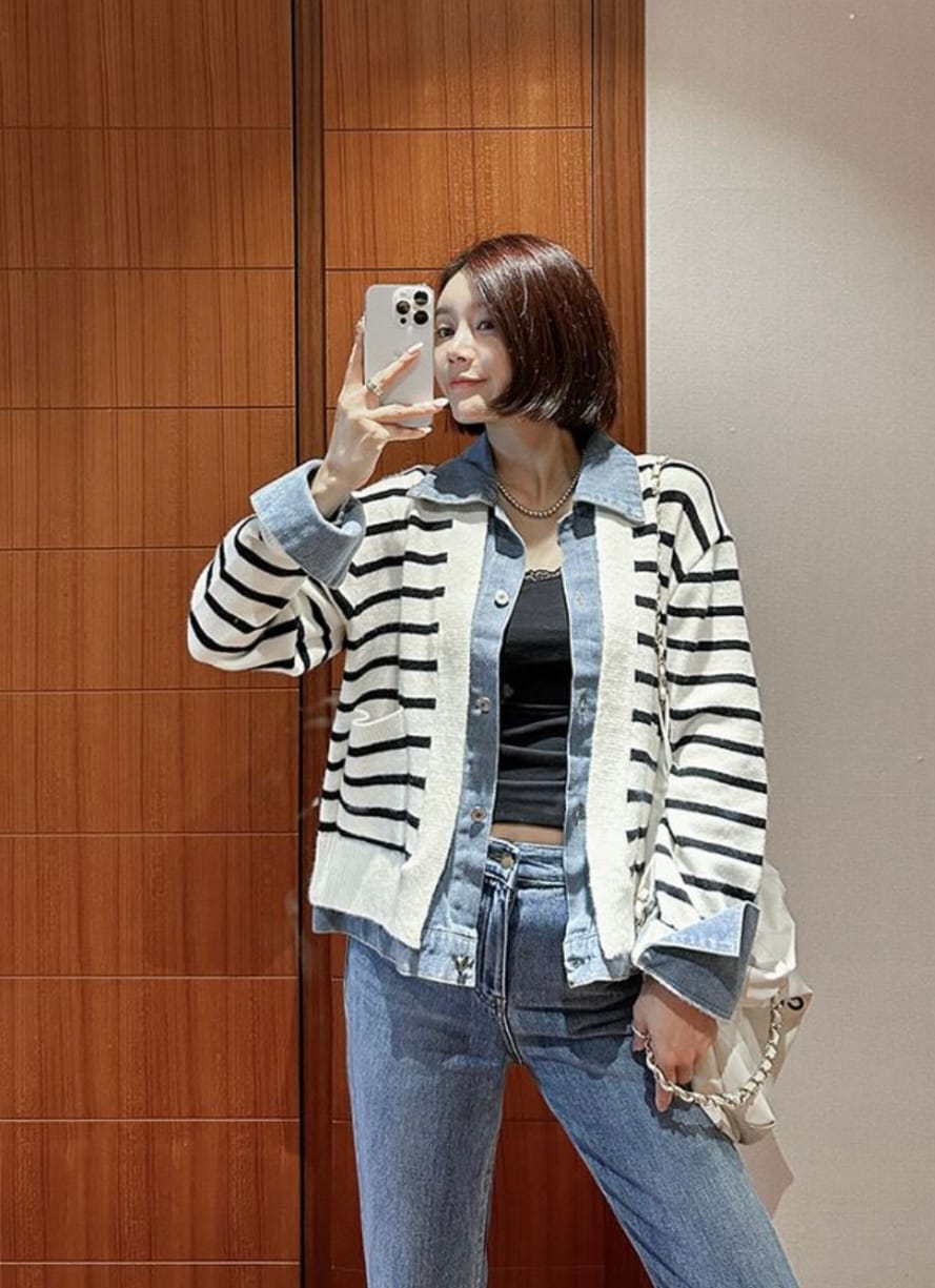 VR Striped Denim Outer