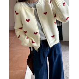 MB Zip-Up Heart Cardigan